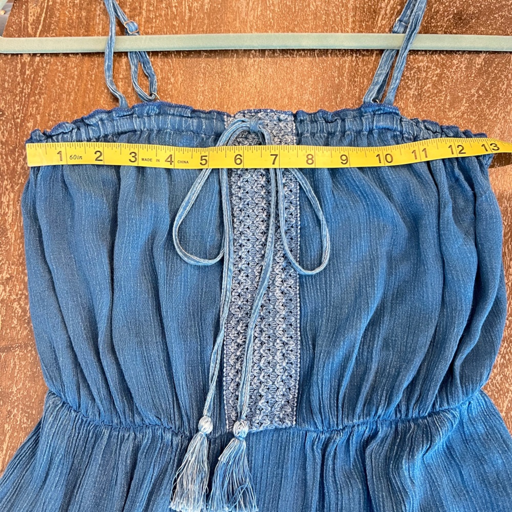 Denim Blue Dress with Crochet Details - Picture 5 of 7